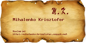 Mihalenko Krisztofer névjegykártya